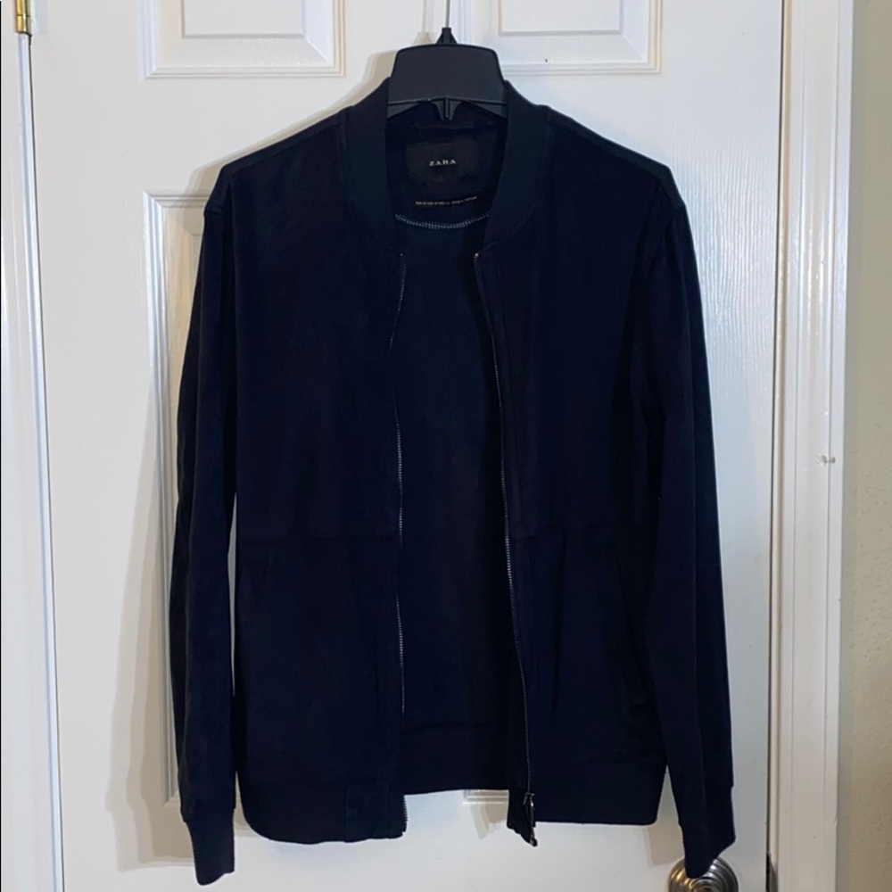 Zara Faux Suede Navy Bomber size M